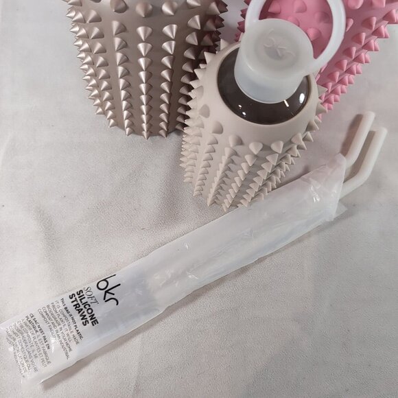 3 BKR Spiked Glass Bottle Prenup Big 1L 500ml Straws Rose Gold Pink Baker Miller - Picture 6 of 13